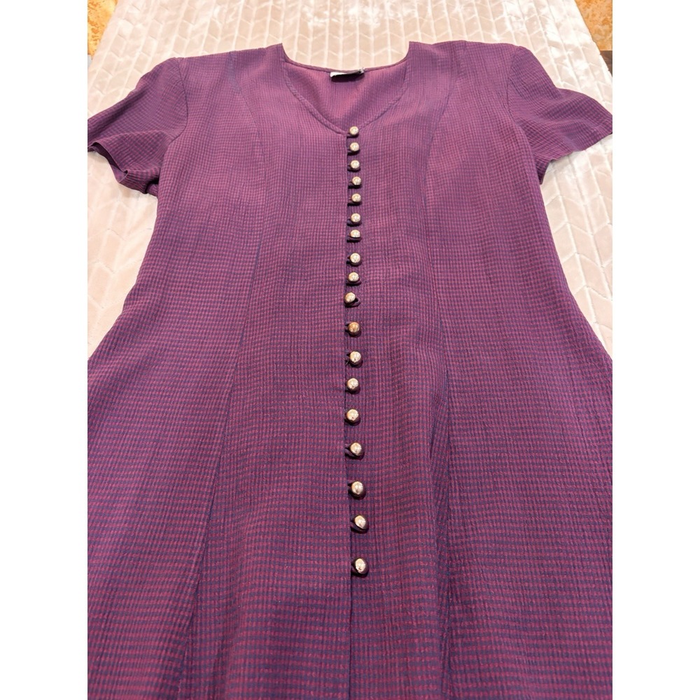 D.B.Y. Ltd. Vintage Burgundy Gingham Mini Dress M/L Dark Academia Grunge Goth - Picture 11 of 15